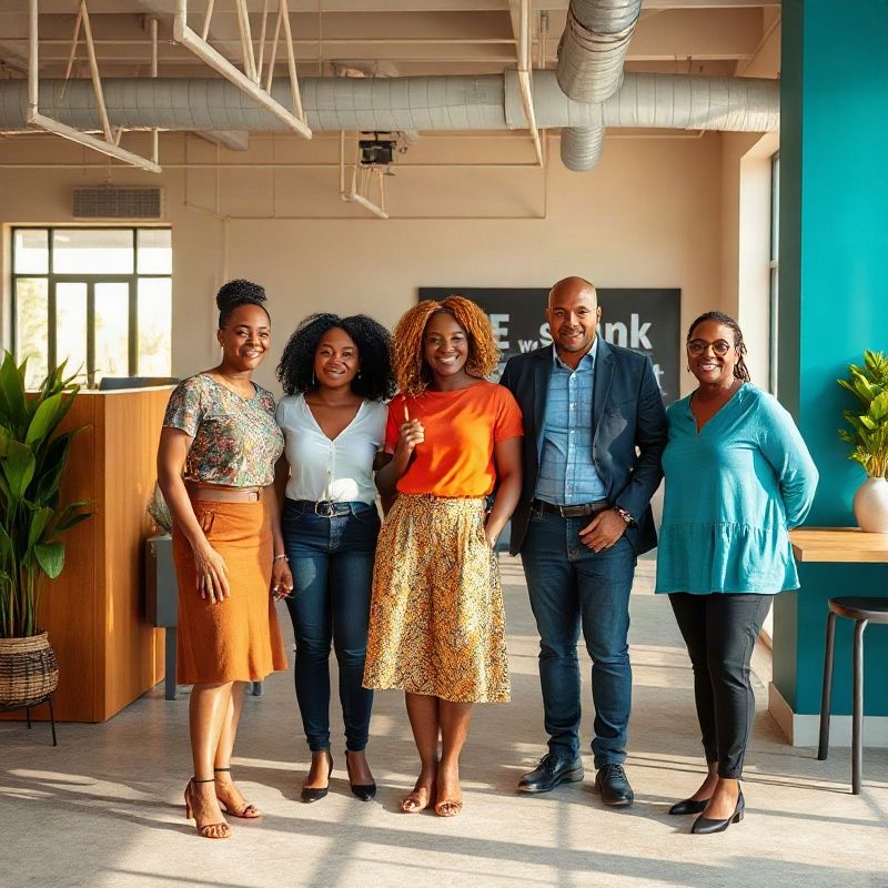 The Terravswift team in a bright Thika co-working space